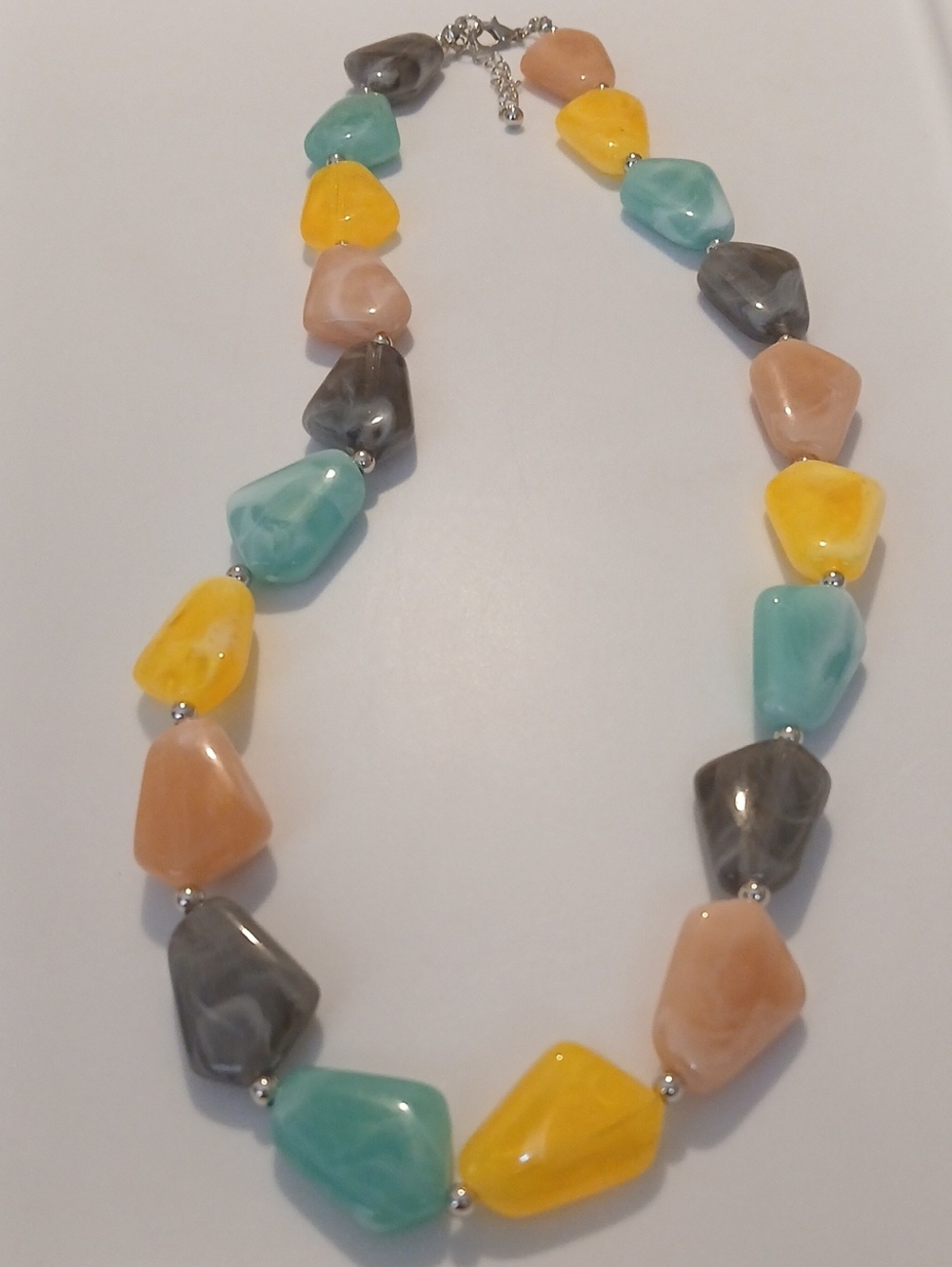 Fashion Jewelry Multicolor Pastel & Yellow Chunky Bead Necklace